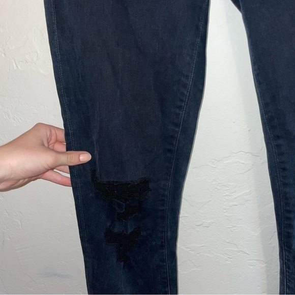 AGOLDE Sophie High Rise Ruthless Black Denim Distressed Skinny Jeans - Picture 9 of 13